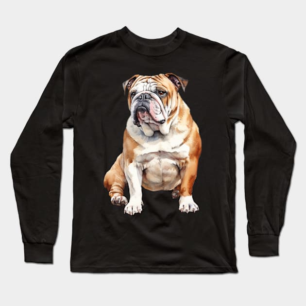 Bulldog Long Sleeve T-Shirt by DavidBriotArt